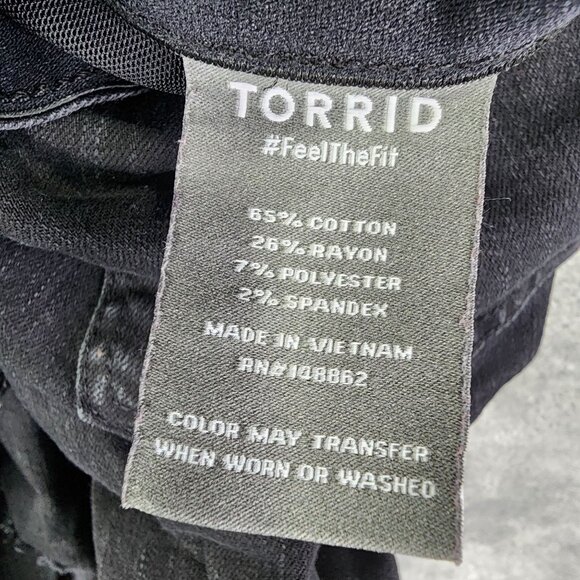 Womens Torrid Black Bombshell Skinny Denim Jeans Premium Stretch Distressed 18 - Picture 4 of 9